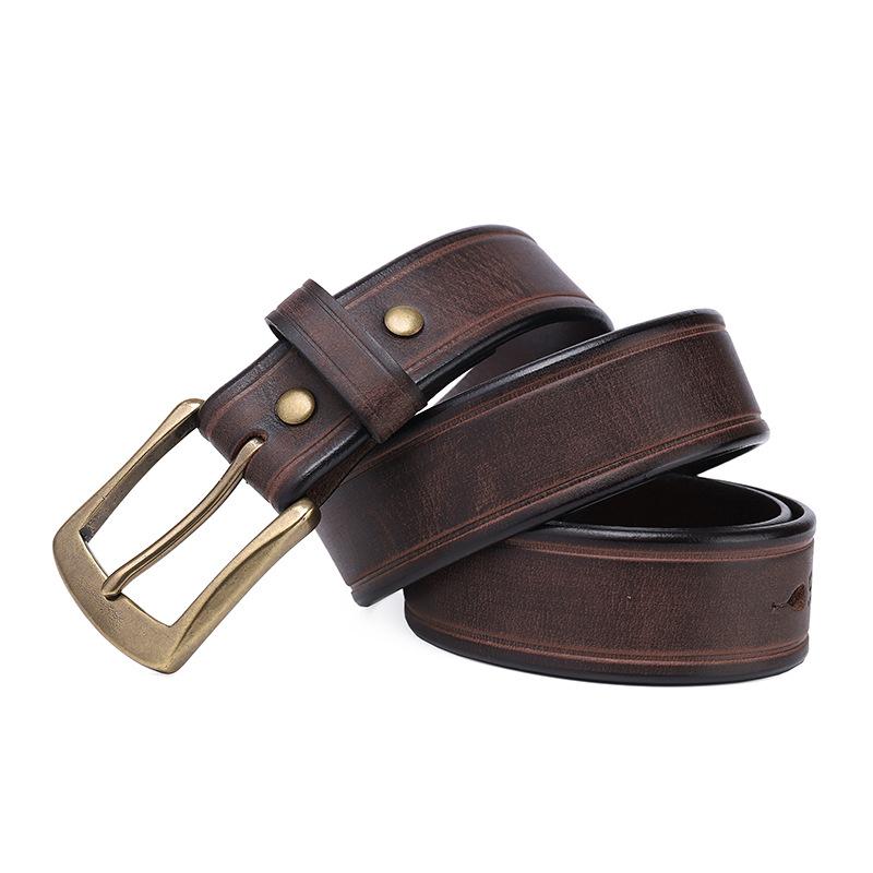 Ремень мужской ретро ручной работы цветной состаренный чистый коровья кожа пряжка модный корейский стиль латунная пряжка ремень