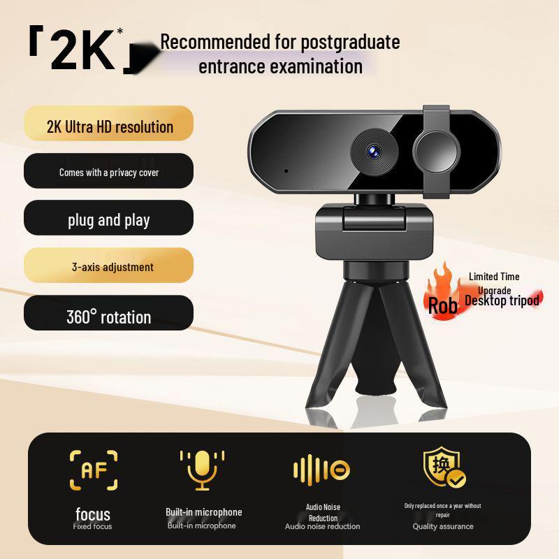 4K Ultra HD Потоковая камера с микрофоном для онлайн-занятий и конференций
