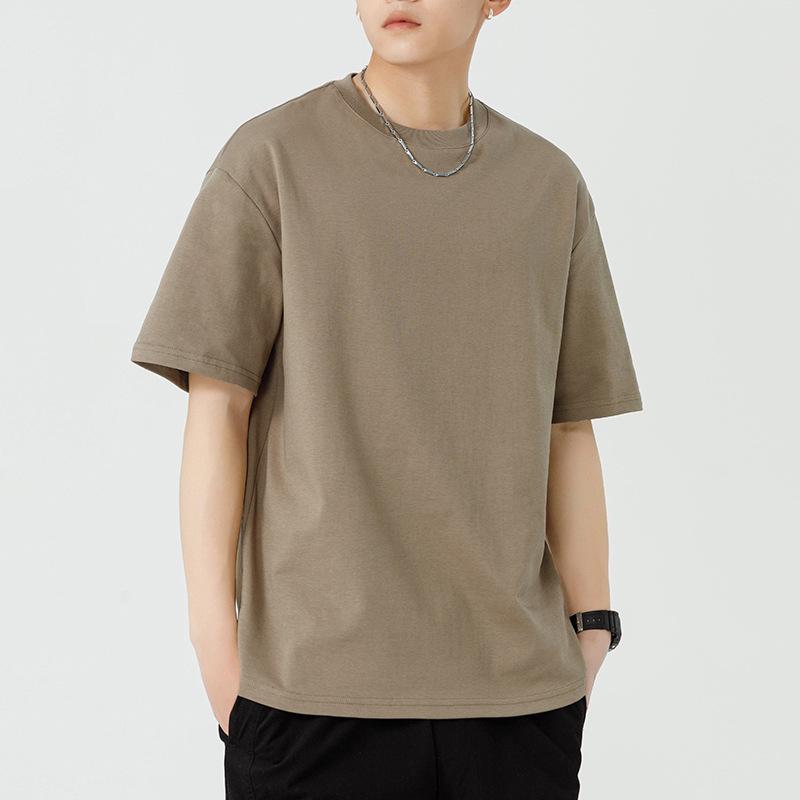 Мужская футболка свободного кроя, минималистичная, с круглым вырезом, однотонная, летняя, с коротким рукавом