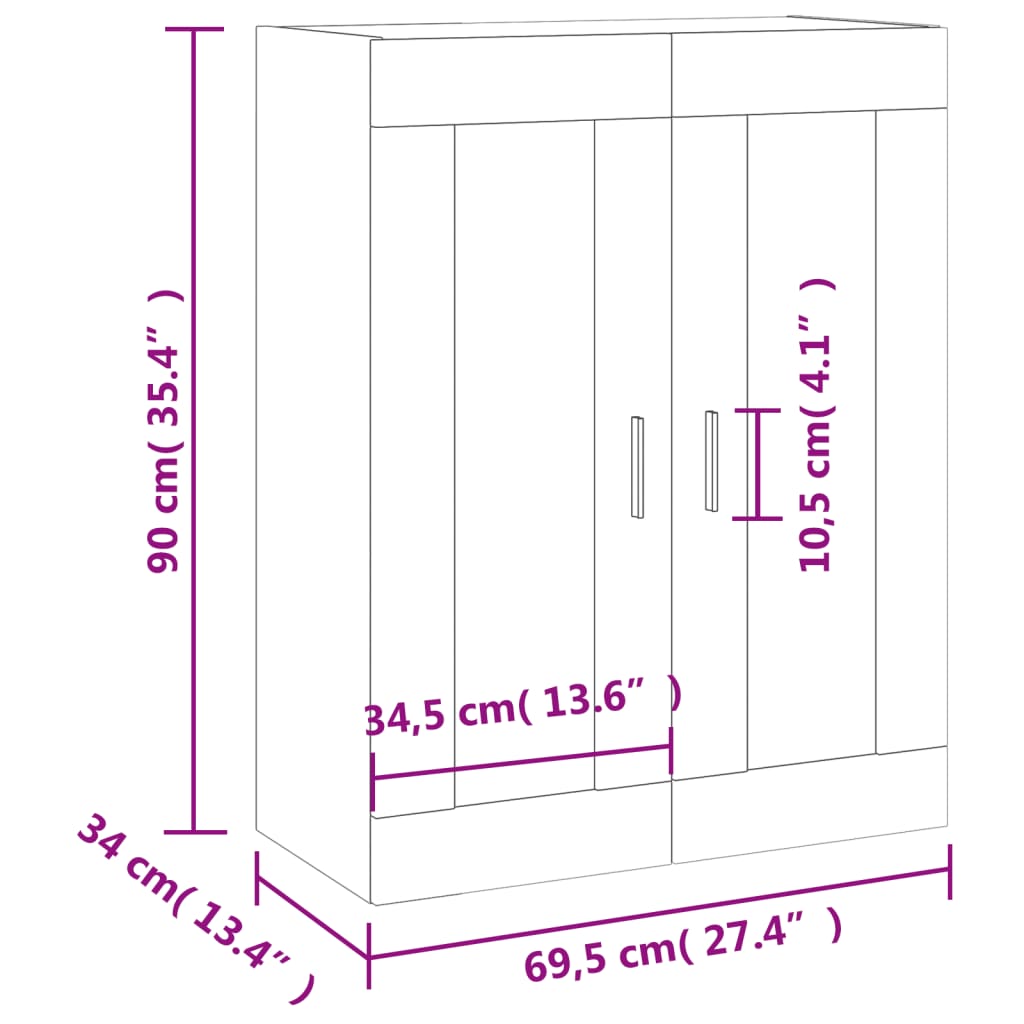 Wall Mounted Cabinet White 69.5 x 34 x 90 cm