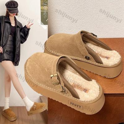 Женские утепленные плюшевые теплые зимние сапоги без застежек, зимние шерстяные тапочки на платформе из искусственной замши, женская нескользящая хлопковая обувь на толстой подошве