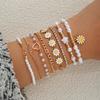 Vintage Daisy Flower Pendant Bracelet Set for Women Bohemian Beaded Enamel Star Heart Pearl Bangles Trendy Jewelry Gifts