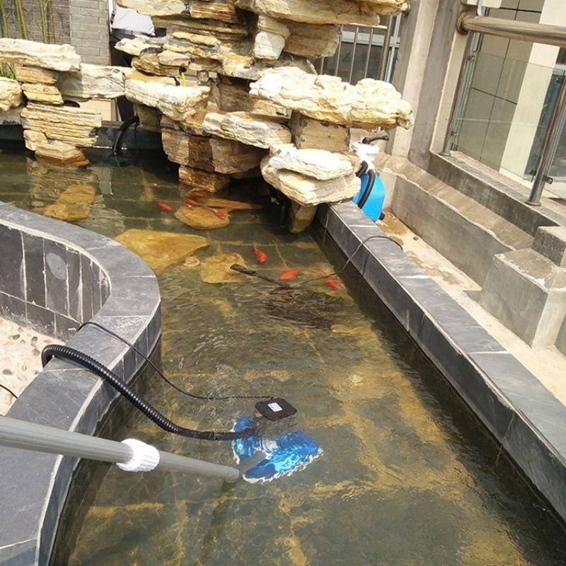 Мощная треугольная щетка для чистки бассейнов мощностью 100 Вт с телескопическим стержнем, аспирационная машина для очистки сточных вод в пруду для рыб