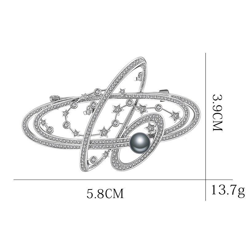 Blucome Planet Brooch Diamond Zircon Pins Women's Brooch for Coat Suit Bag Hijab Gifts