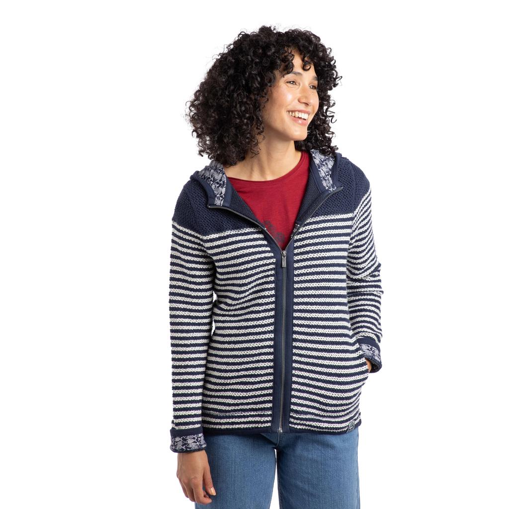 Weird Fish Женская/дамская Bianca Полосатая макаронная Экологичная Толстовка с капюшоном на молнии