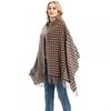 Autumn Winter Scarf Brown Houndstooth Scarf Women's Tassel Shawl