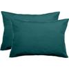 Set of 2 Percale Pillowcases Pure Combed Cotton Long Fibers 80 Threads/cm² South Wind - Teal Blue - Set of 2 Pillowcases