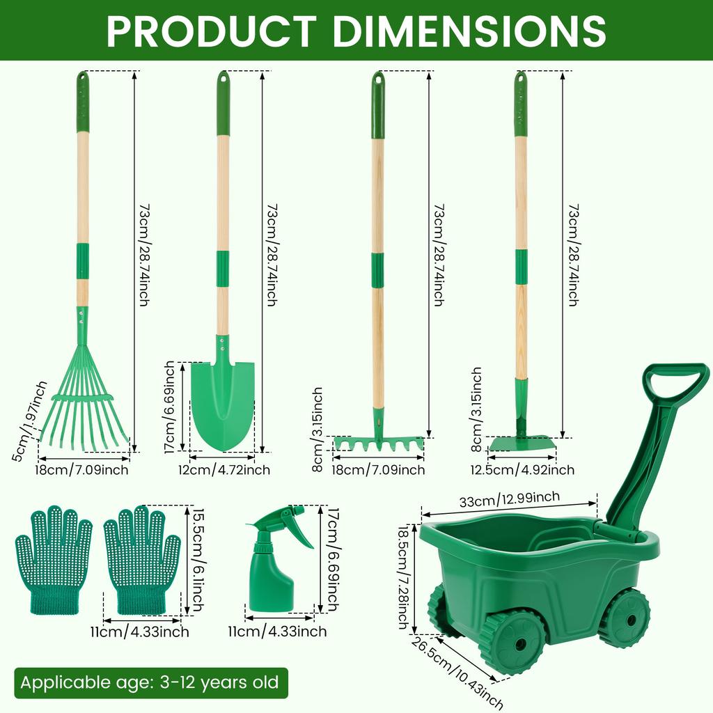 6/7Pcs Kids Gardening Tools Set Metal Rustproof Gardening Planting Tools with Wood Handle Educational Toddler Outdoor Garden Toy