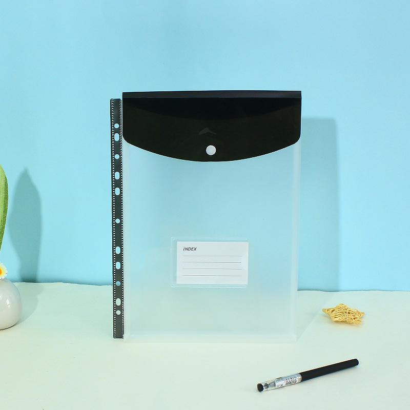 Прозрачный файл-папка A4 на 11 отверстий с кнопкой-застежкой и держателем для карт - Цветной органайзер для документов для студентов