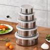5 шт., ящик для хранения продуктов, контейнеры для пищевых продуктов из нержавеющей стали с герметичными крышками, многоразовая чаша для овощей и фруктов для дома