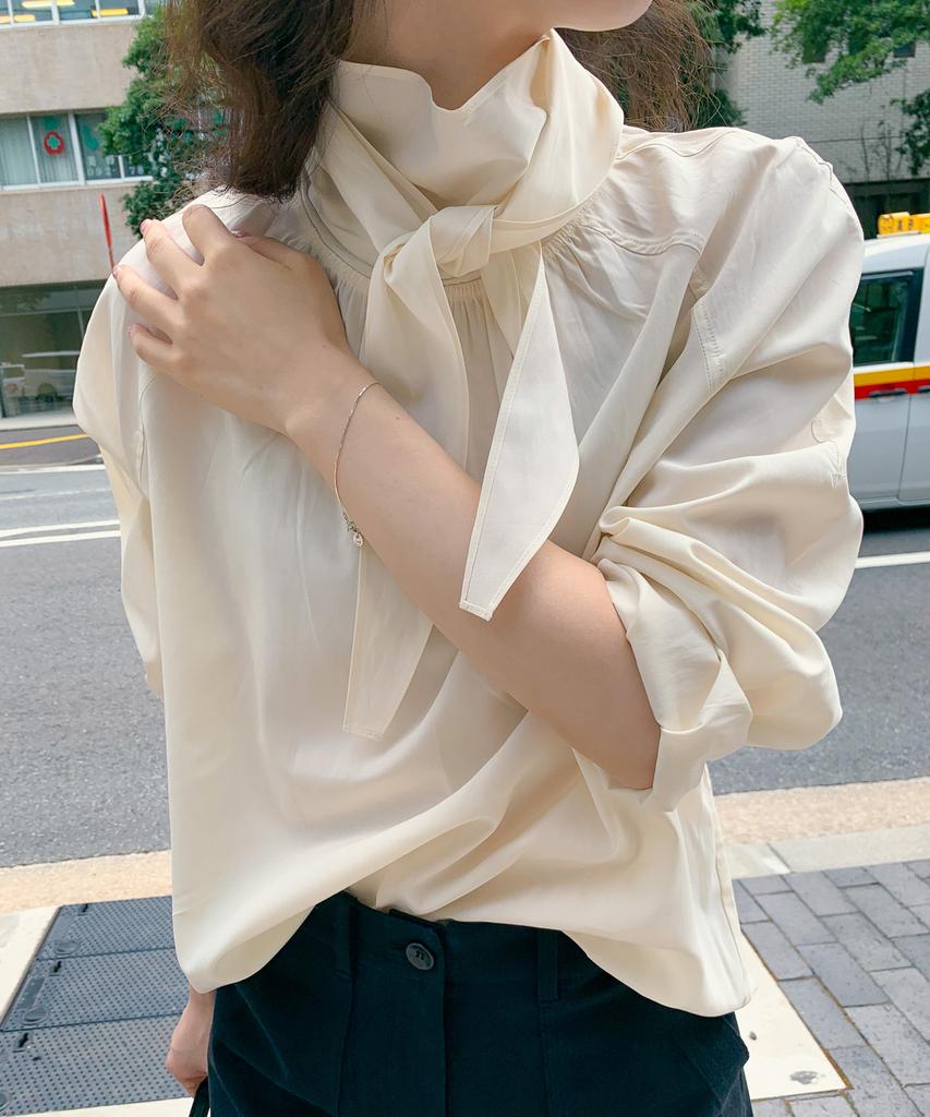 POETSEOUL Double Tie Blouse_Ivory