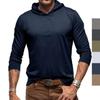 Men's Breathable Casual Hooded Shirt Long Sleeve Cotton Lightweight Hooded Shirt for Male Soft Comfortable Slim T-shirt Solid Work Pullover Top