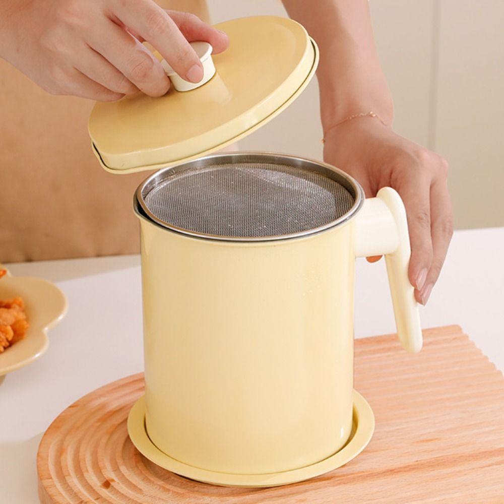 BPA-Free Grease Separator Anti-Leakage Stainless Steel Strainer Oil Filter Pot Deep Frying