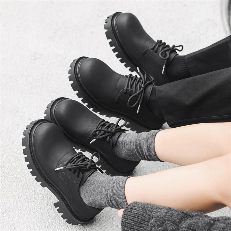 2024 Новые туфли дерби мужские с круглым носком, с большой головой, повседневные кожаные туфли мужские, на толстой подошве, увеличивающие рост, 5785-J