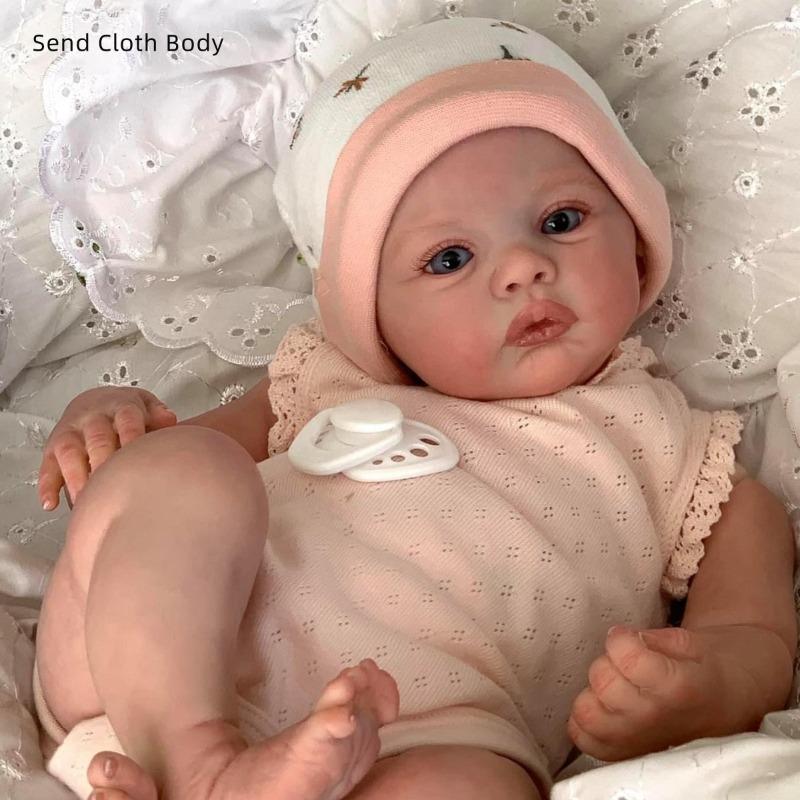Cute 48cm Bebe Reborn Doll Meadow Lifelike 3D Painted Visible Vein Full Vinyl Emulation Doll Hand Draw Hair Princess Soft Cuddly Toddler Doll Baby Toy