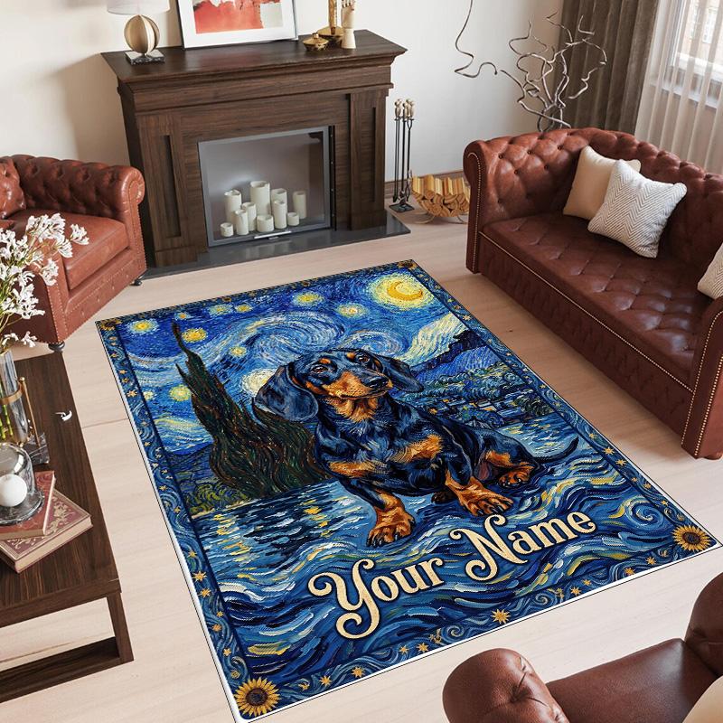 Cosmic Theme Crystal Velvet Floor Rug Personalized Custom Name Text Warm Carpet Home Decoration