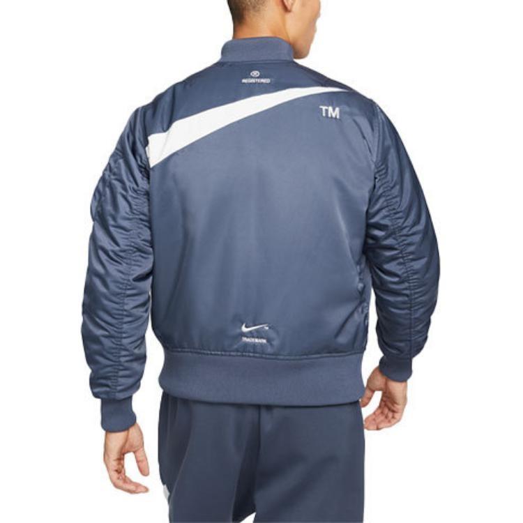 Men's Nike Sportswear Swoosh Therma-FIT Contrasting Colors Large Logo Reversible Loose Aviator Padded Jacket Blue DD6056-437