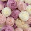 3D Rosebud Snow Gauze Fabric Flower Accessory for DIY Hair, Brooch, or Clothing Embellishment