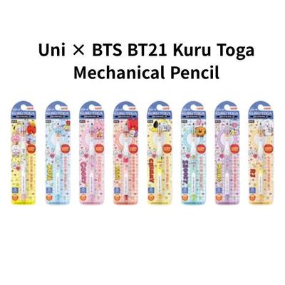 Uni × BTS BT21 Механический карандаш Kuru Toga + Мягкий ластик 4B Набор канцелярских товаров, 1 шт. (6 вариантов)