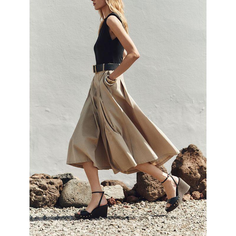 Za2025 Summer New Product Women's Clothes with Belt Strap Padded Shoulder Patchwork Round Neck Sleeveless Dress 0387052 088