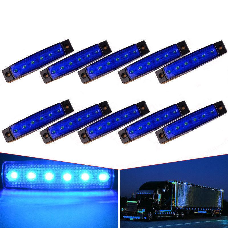 10 шт. 6 светодиодных габаритов для автомобиля, грузовика, автобуса, грузового автомобиля, прицепа, боковые габаритные огни, индикаторные лампы, 12 В, красные, белые, синие, янтарные