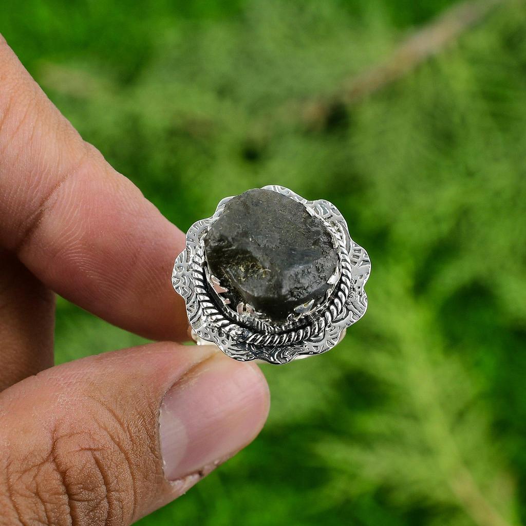 Распродажа ко Дню матери Кольцо из стерлингового серебра 925 пробы с натуральным лабрадоритом, необработанным, с мультикамнем