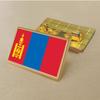 Mongolian Flag Brooch 2.5 * 1.5cm Zinc Alloy Die-cast Pvc Color Printing and Coating Golden Rectangular Shape