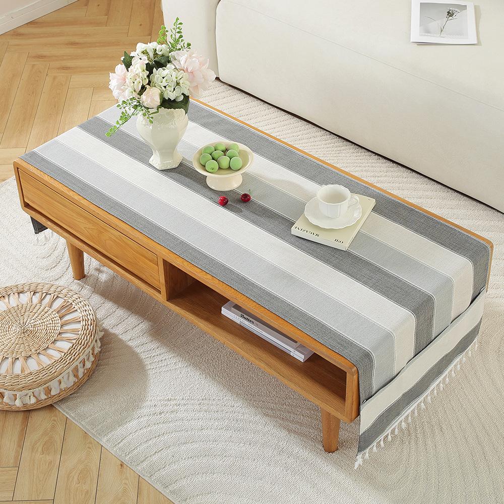 Rectangle Tablecloth Coffee Table Mat Table Mat Fabric Embroidery Jacquard Tassel Household Dust Cover