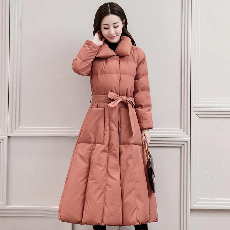 Women's Winter Thick Long Plus Size Warm Jacket Korean Style Slim Fit Knee High Waisted Jacket
