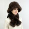 Осенне-зимний плюшевый набор с рисунком звездного неба, ведро-шляпа, теплый шарф для лица, комплект из двух предметов, универсальный, для холодной погоды, женский шарф-комплект