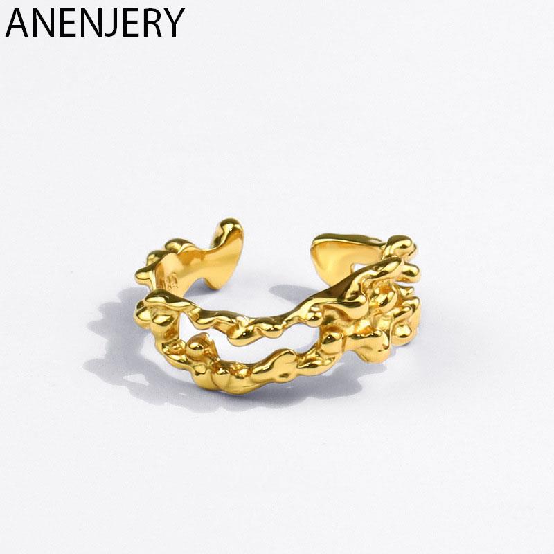 ANENJERY Полые нерегулярные геометрические кольца для женщин и мужчин, золотые ювелирные изделия на день рождения, подарки