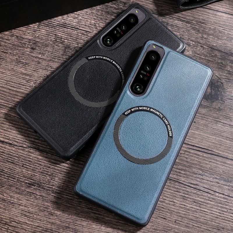 Магнитный чехол Magsafe для Sony Xperia 1 10 5 IV, чехол Magsafing с беспроводной зарядкой для Sony Xperia 1 IV 10 5 III, кожаный противоударный чехол с ощущением кожи