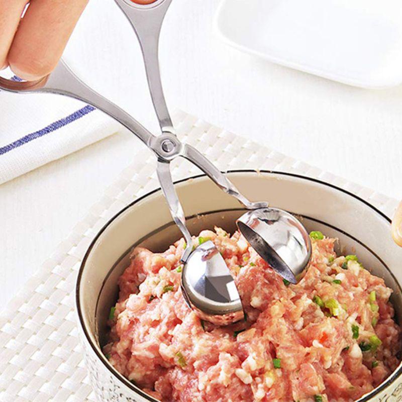 2 шт., приспособление для изготовления шариков из нержавеющей стали, щипцы для мясных шариков с антипригарным покрытием, щипцы для изготовления шариков для печенья, щипцы для приготовления фрикадельки, торта, мороженого, бомбочек для ванны