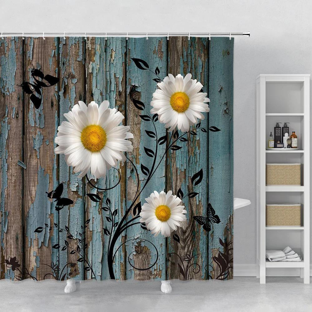 Набор штор для душа с цветами Орхидея Бирюзовый Роза Растение Цветочный Принт Листья Декор для ванной Тканевая занавеска для ванны Аксессуары для ванны Крючок