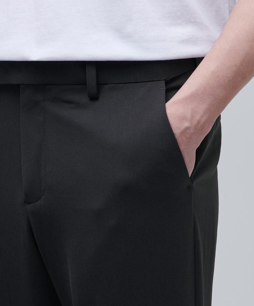 MUSINSA STANDARD Relaxed Tapered Hidden Banding Crop Slacks [Dark Gray]