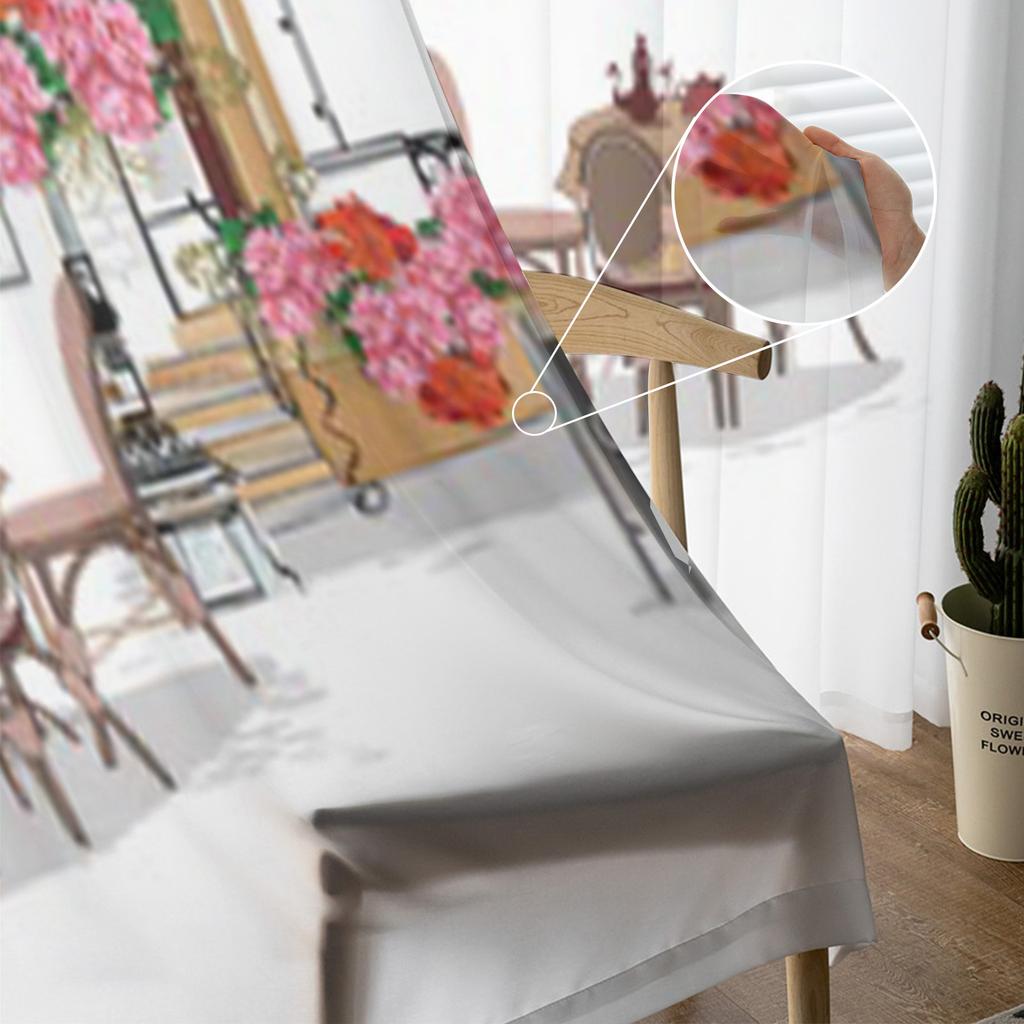 Вид на город и уличные цветы в кафе, прозрачная занавеска для гостиной, современные вуалевые тюль-шторы для спальни, кухни, шторы