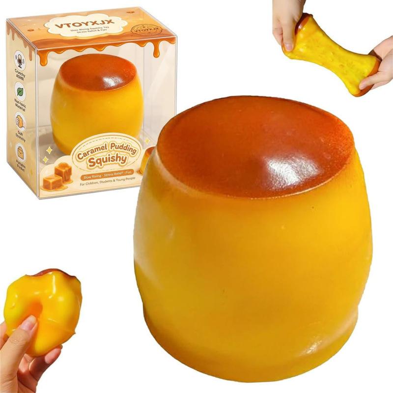 Crispy Caramel Pudding Squeeze Toy Soft Squishy Stress Relief Ball Moldable Cute Dessert Toy for Adults Kids