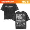 Customization Shirt Vintage Washed Anime Death Note Ryuk Yagami Light L·Lawliet T Shirts Men Women Cotton T-shirt Fashion Short