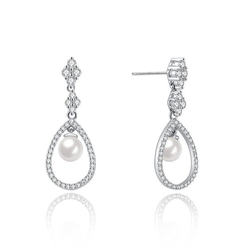 Линдон стерлингового серебра 925 пробы синтетический жемчуг серьги серьги-капли для женщин подарки на свадьбу