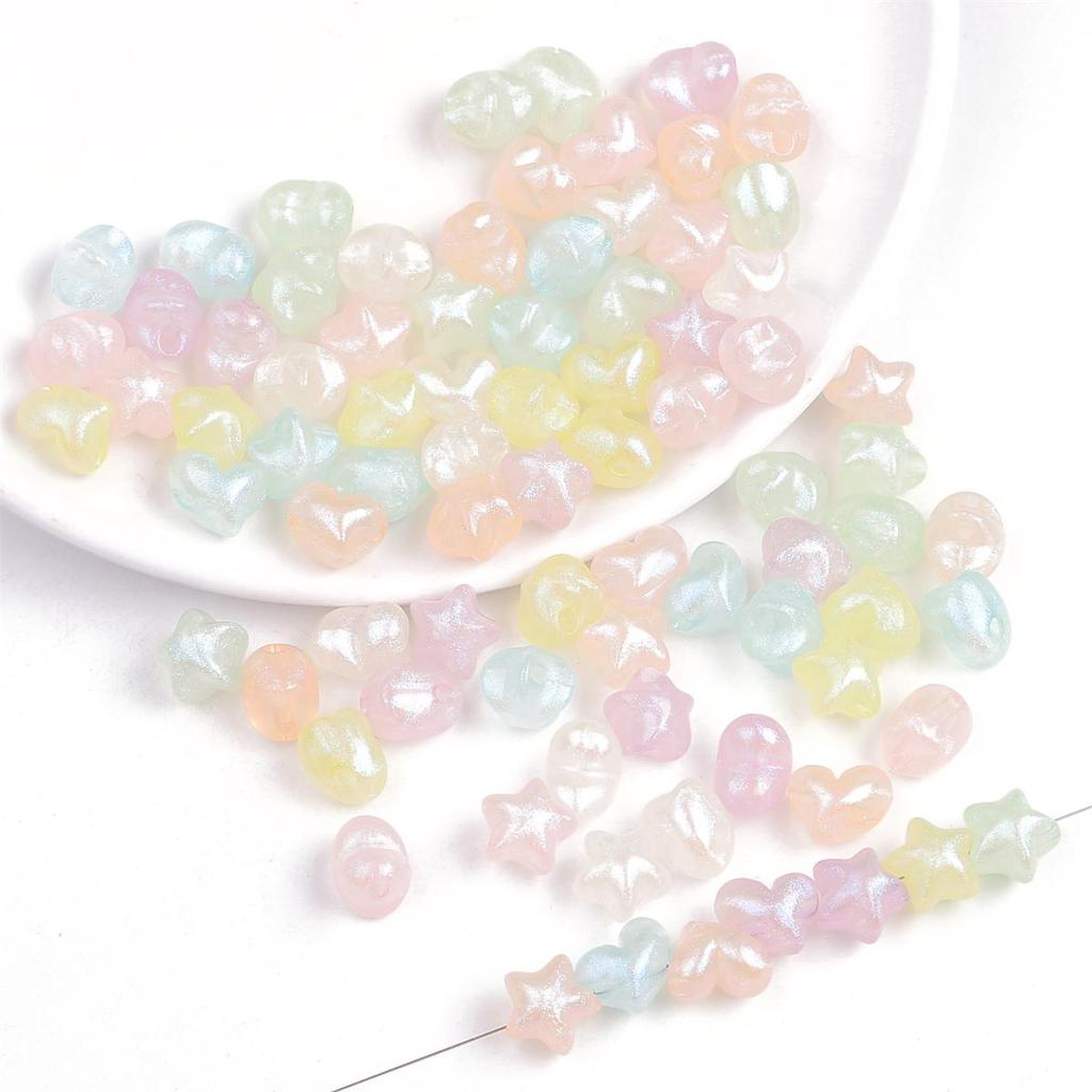 35-50 шт./пакет, 11 мм, пластиковые акриловые бусины в виде звезды и сердца для ожерелья, браслета, бусины для изготовления ювелирных изделий своими руками