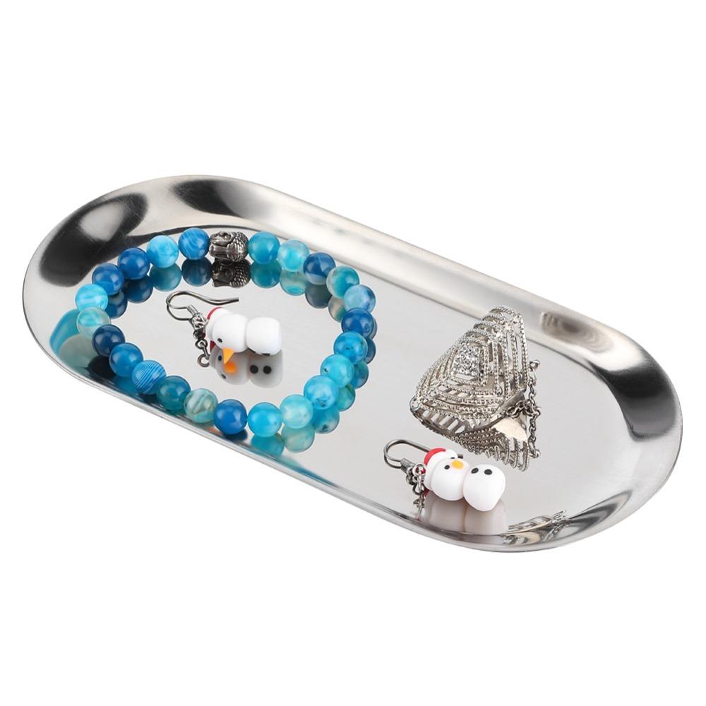 5PCS Stainless Steel Decorative Storage Tray Oval Shape Trinket Serving Tray  Serving Fruit Tea