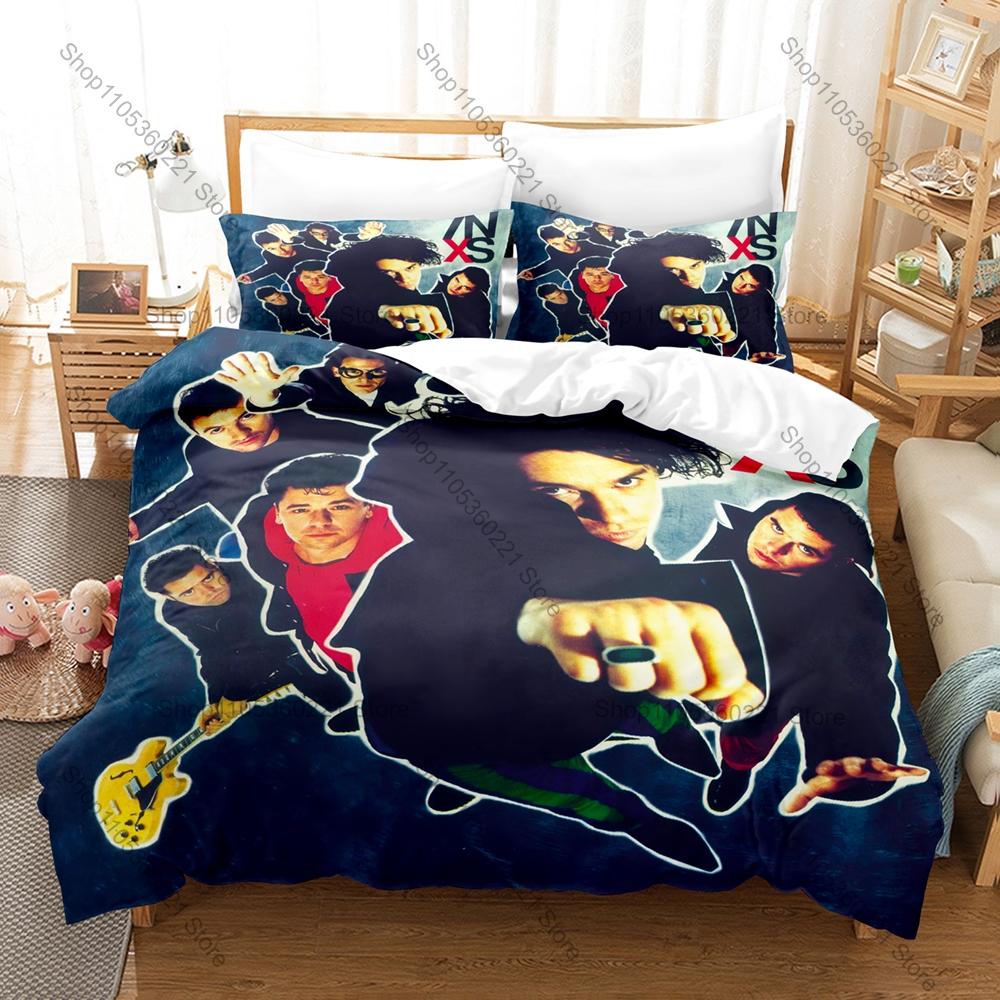 INXS Bedding Set Duvet Cover + 2 Pillowcases Australian New Wave Rock Michael Hutchence Vintage 80s Bedroom Decor