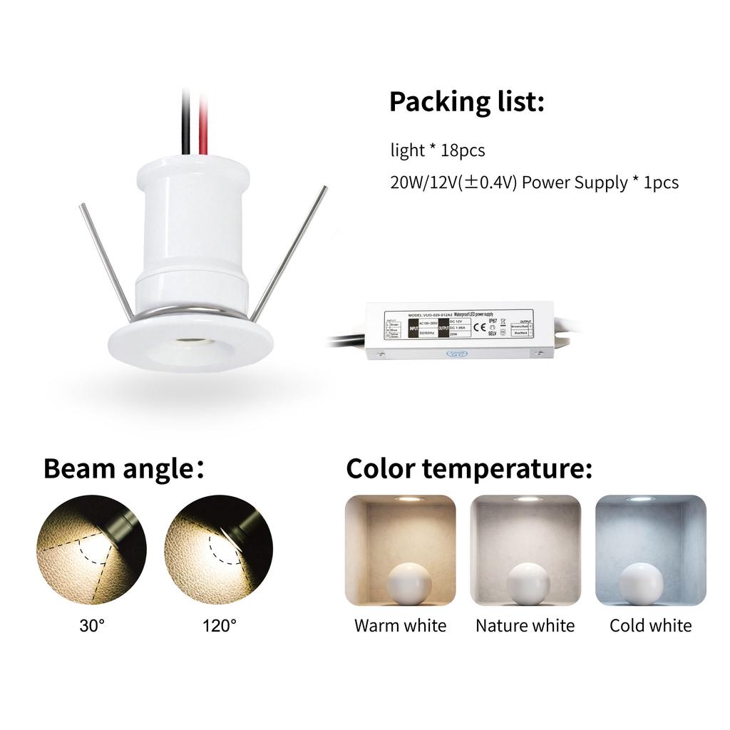 Xiaomi 1W IP65 Mini LED Spotlight 12V Dimmable Ambient Downlight Focos Spot Lamp for KTV Party Ceiling Stairs Walkway Cabinet Lighting
