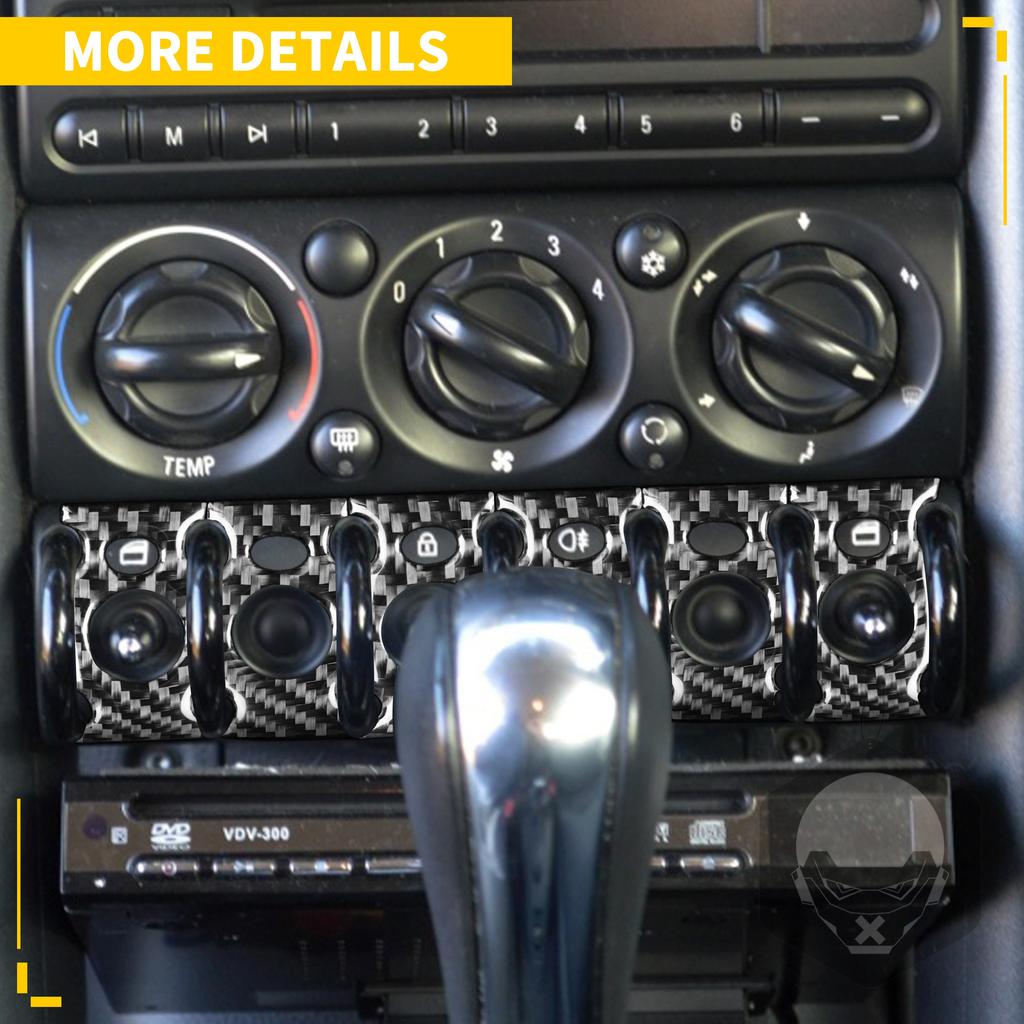Для Mini Cooper Hatch One R50 R53 2002-2004, кнопка управления центральным освещением автомобиля, крышка переключателя подъема окна, наклейка из углеродного волокна 