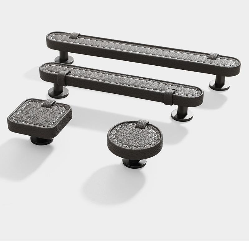 Ручки и ручки для обувного шкафа из цинкового сплава с кожаной ручкой, кухонные ручки для дверей шкафа, ручки для ящиков, мебельная фурнитура