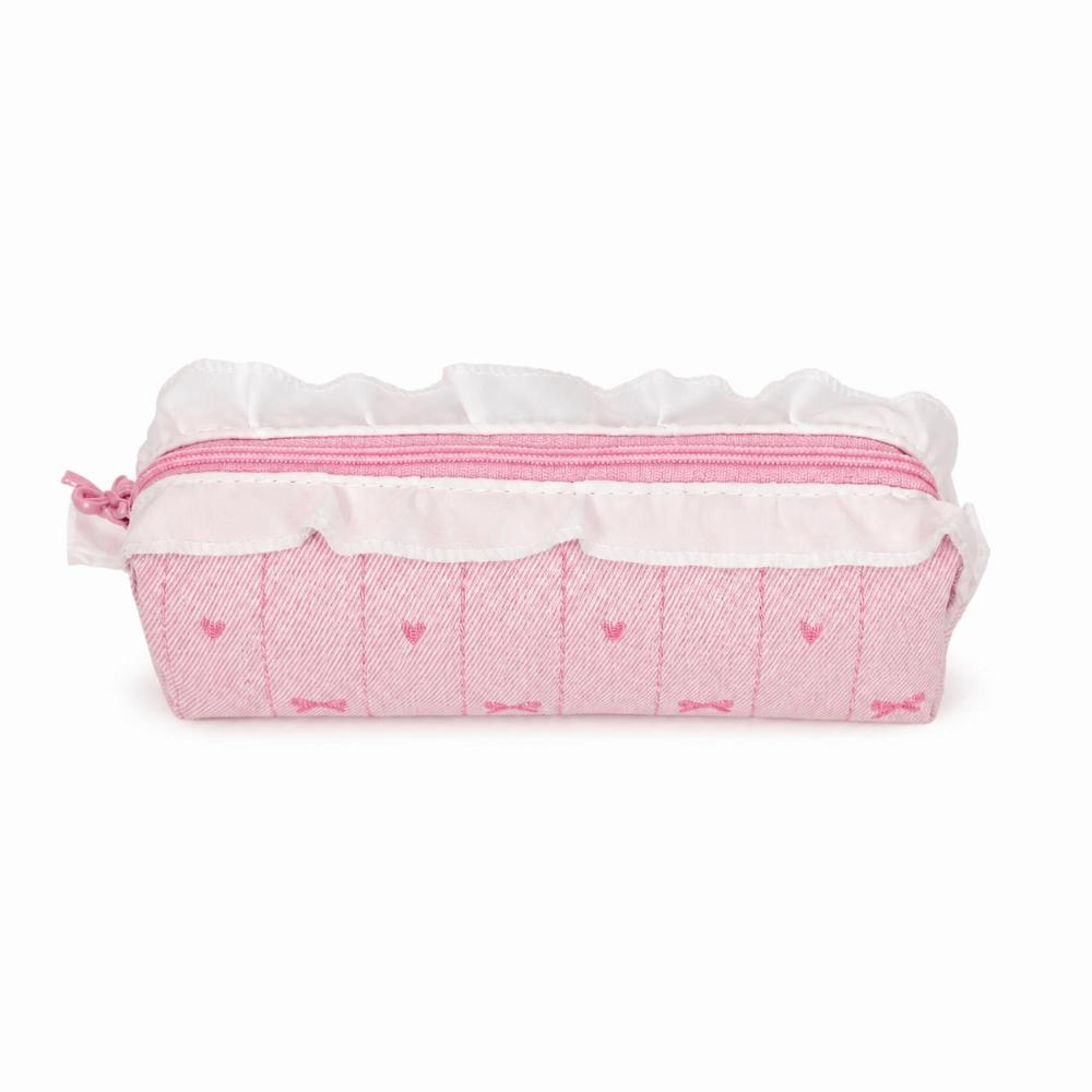 Ruffle Lace Pencil Case Bow Embroidery Stationery Bag Stationery Organizer School Office Supplies