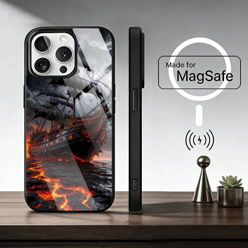 Чехол для телефона Парусник B-Boat для iPhone 17, 16, 15, 14, 13, 12, 11 Plus, Pro, Магнитный с беспроводной зарядкой MagSafe