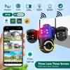 ICSee Трехлинзовая уличная HD WiFi камера видеонаблюдения с полноцветной сигнальной подсветкой и удаленным доступом с мобильного телефона