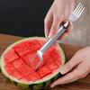 2-in-1 Stainless Steel Watermelon Cutting Fork Watermelon Slicer Cutter Watermelon Fruit Cutting for Artifact Kitchen Gadget
