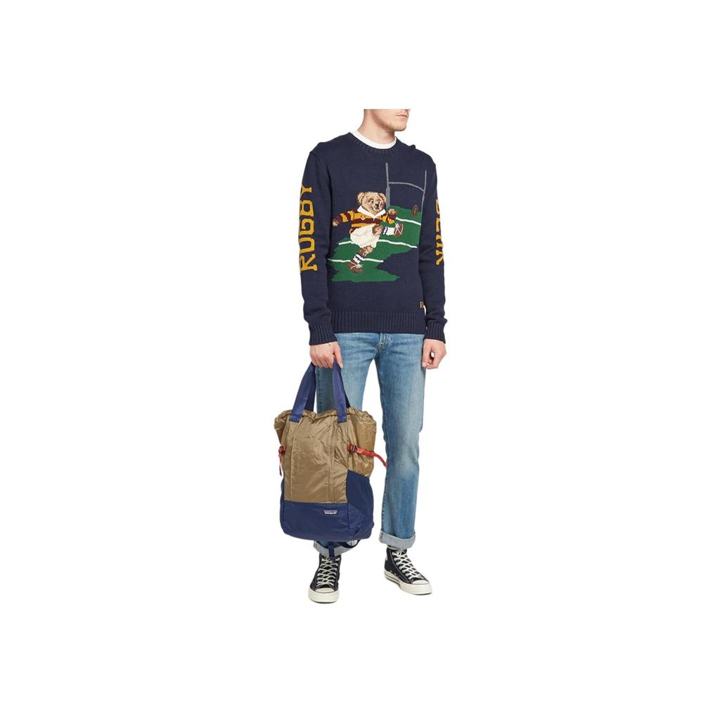Polo Ralph Lauren Медведь Регби Буква Вышитый Круглый вырез Длинный рукав Трикотажный свитер Мужской свитер Темно-синий 710749271-001